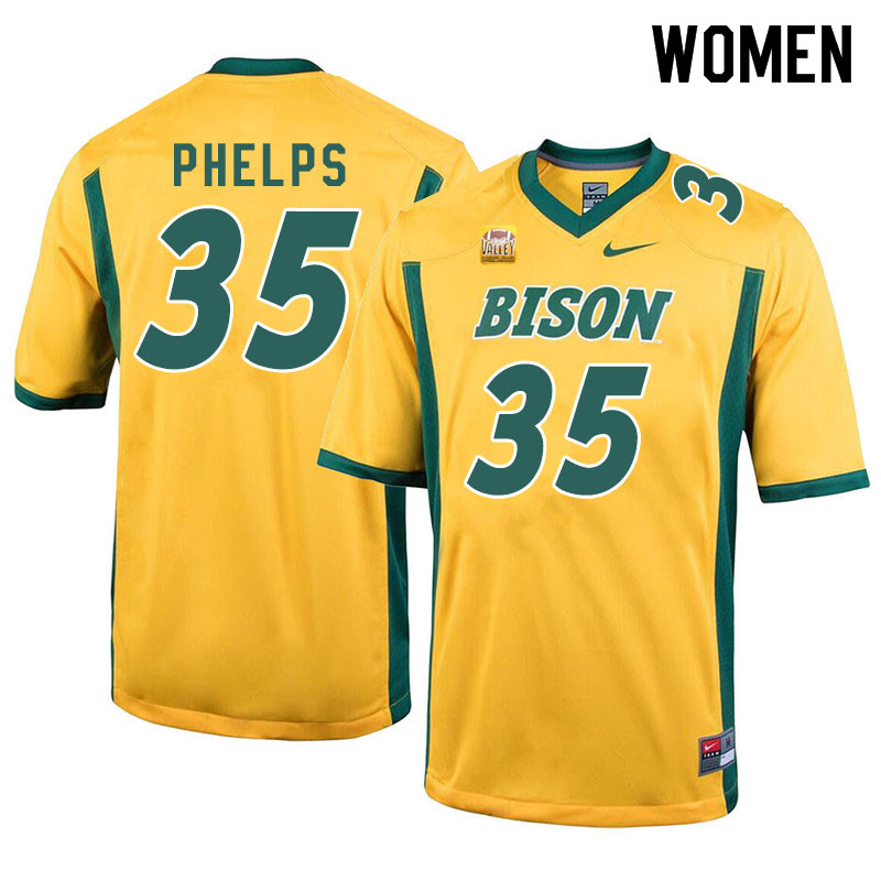Women #35 Nick Phelps North Dakota State Bison College Football Jerseys Sale-Yellow